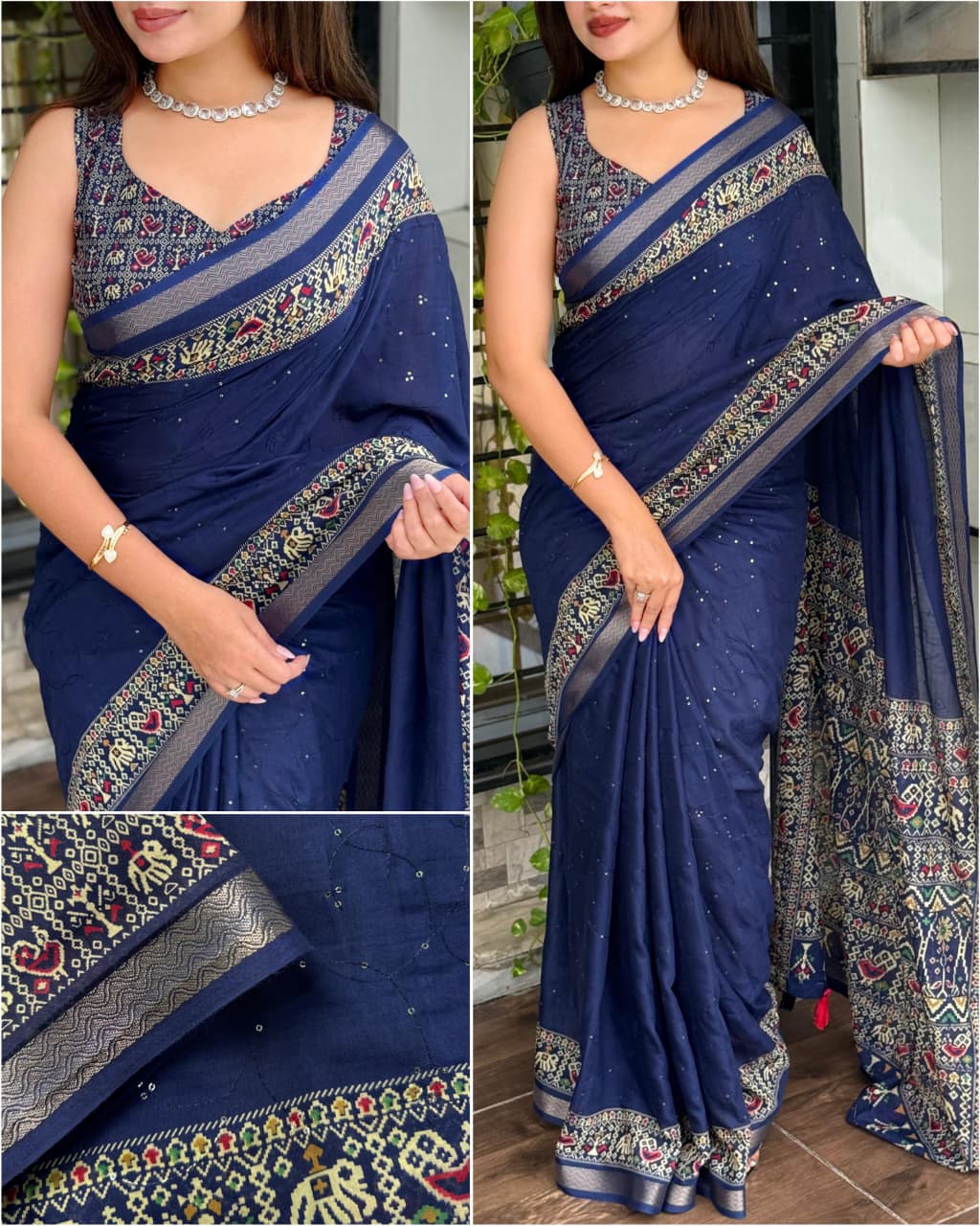 ✨ Designer Neno Banana Ajrakh Printed Saree – Effortless Elegance with Vibrant Charm ✨